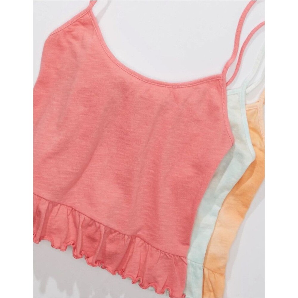 American Eagle Cropped Tank Top Size XL Pink Ruffle Hem NWT - Picture 5 of 12